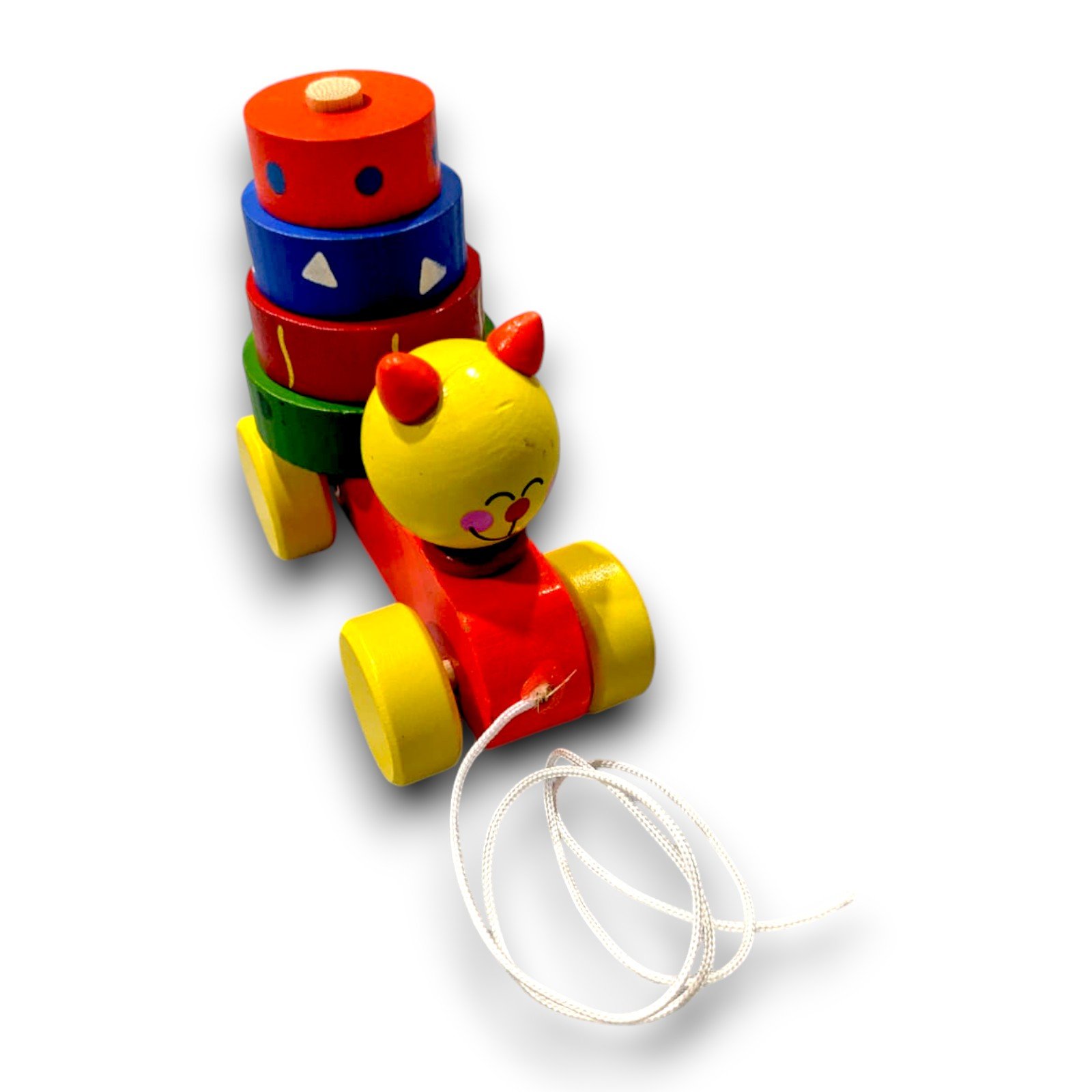 Pull along Toy with Stacker – Pack of 1 Random Cartoon shapes and Colors.